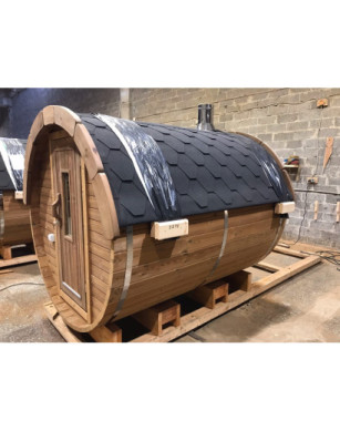 2,4m long Thermowood Barrel Sauna (Ø 2,27 m)