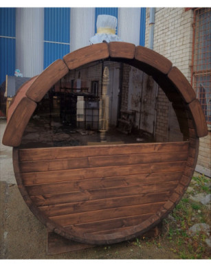 4,0m long Pine Barrel Sauna (Ø 1.97 m) with changing room IN STOCK