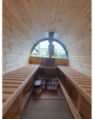 4,0m long Pine Barrel Sauna (Ø 1.97 m) with changing room IN STOCK