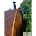 4,0m long Pine Barrel Sauna (Ø 2.27 m) with changing room