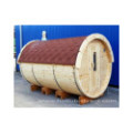 4,0m long Pine Barrel Sauna (Ø 2.27 m) with changing room
