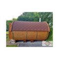 4,0m long Pine Barrel Sauna (Ø 2.27 m) with changing room