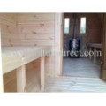 4,0m long Pine Barrel Sauna (Ø 2.27 m) with changing room