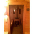 4,0m long Pine Barrel Sauna (Ø 2.27 m) with changing room