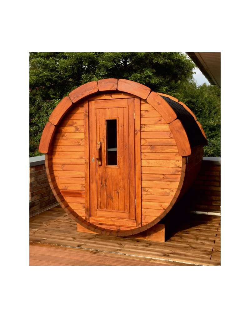 1,7m long Barrel Sauna (Ø 1.97 m) with wood burning heater 1,7m long Barrel Sauna (Ø 1.97 m) with wood burning heater