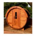 1,7m long Barrel Sauna (Ø 1.97 m) with wood burning heater