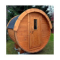 1,7m long Barrel Sauna (Ø 1.97 m) with wood burning heater