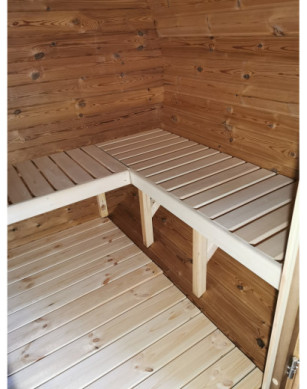 1,7m long Barrel Sauna (Ø 1.97 m) with wood burning heater