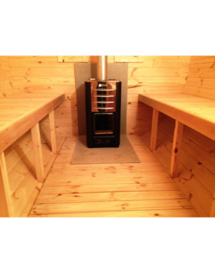 1,7m long Barrel Sauna (Ø 1.97 m) with wood burning heater
