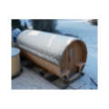4,8m long Thermowood Barrel Sauna (Ø 2,27 m) with changing room