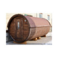 4,8m long Thermowood Barrel Sauna (Ø 2,27 m) with changing room