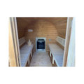 4,8m long Thermowood Barrel Sauna (Ø 2,27 m) with changing room