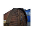 4,5m long Thermowood Barrel Sauna (Ø 2,27 m) with changing room
