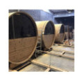 4,5m long Thermowood Barrel Sauna (Ø 2,27 m) with changing room