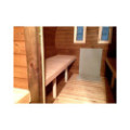 4,5m long Thermowood Barrel Sauna (Ø 2,27 m) with changing room
