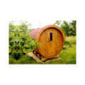 4,0m long Thermowood Barrel Sauna (Ø 2.27 m) with changing room