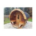 4,0m long Thermowood Barrel Sauna (Ø 2.27 m) with changing room