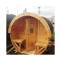 4,0m long Thermowood Barrel Sauna (Ø 2.27 m) with changing room