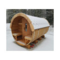 4,0m long Thermowood Barrel Sauna (Ø 2.27 m) with changing room