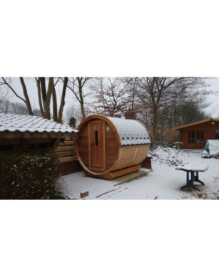 2,4m long Thermowood Barrel Sauna (Ø 2,27 m) packed in KIT – IN STOCK
