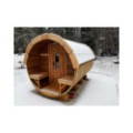 3,5m long Thermowood Barrel Sauna (Ø 1.97 m) with changing room