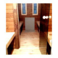 3,5m long Thermowood Barrel Sauna (Ø 1.97 m) with changing room