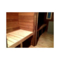 3,5m long Thermowood Barrel Sauna (Ø 1.97 m) with changing room