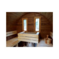 3,5m long Thermowood Barrel Sauna (Ø 1.97 m) with changing room