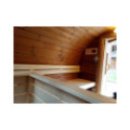 3,5m long Thermowood Barrel Sauna (Ø 1.97 m) with changing room