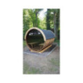 3,5m long Thermowood Barrel Sauna (Ø 1.97 m) with changing room
