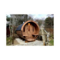 3,5m long Thermowood Barrel Sauna (Ø 1.97 m) with changing room
