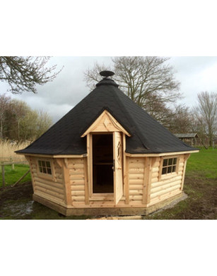 Exclusive BBQ Hut 16,5m² with 2.5 m Extension – Grill Cabin